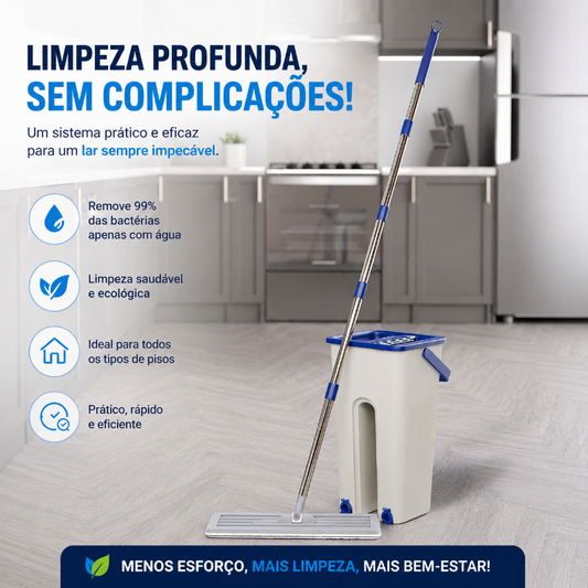 Kit Esfregão + Balde Compact — Lavar e Secar num só movimento